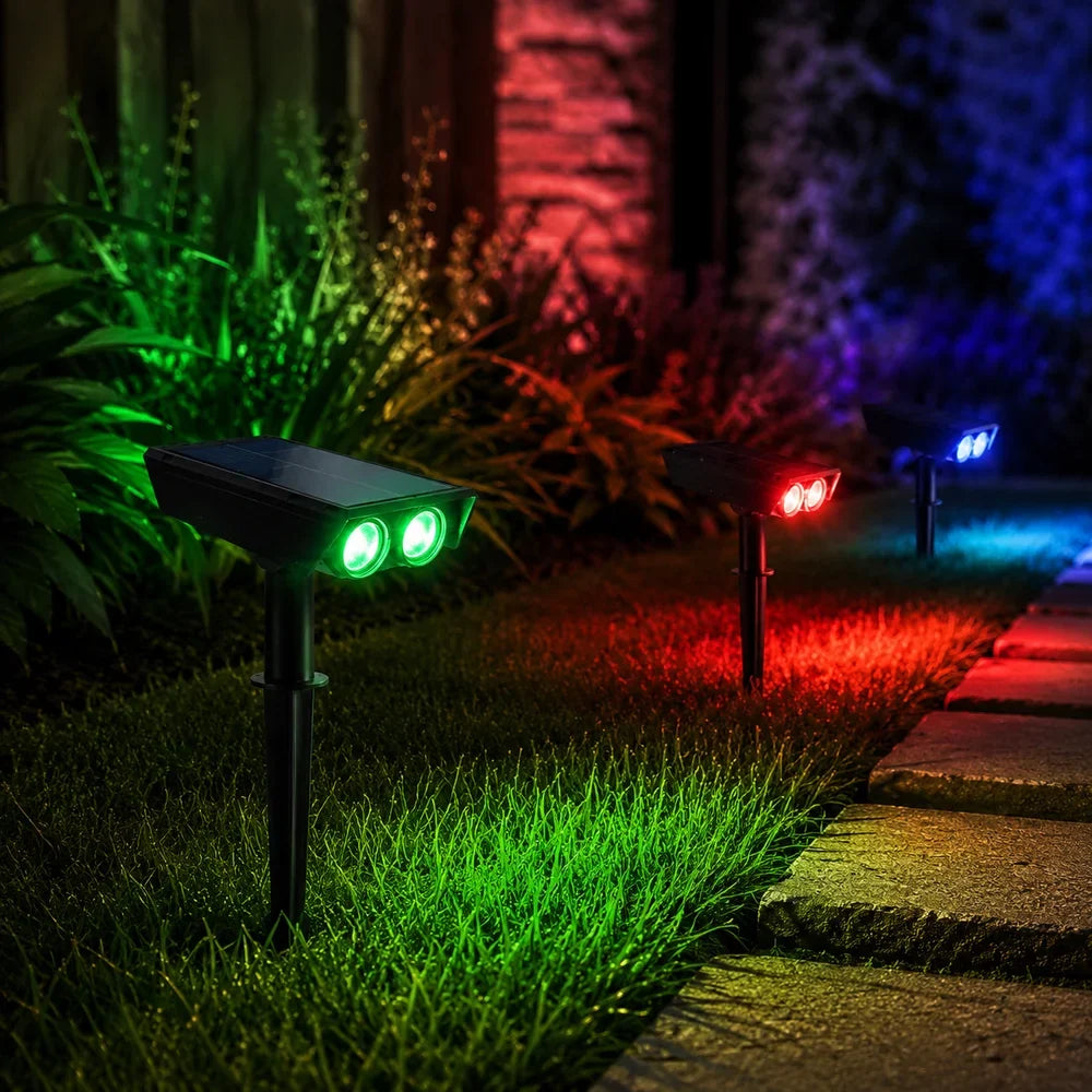 Waterproof LED Solar Spotlight Set - Multi-Zoom Landscape Lighting - Tegulane Global