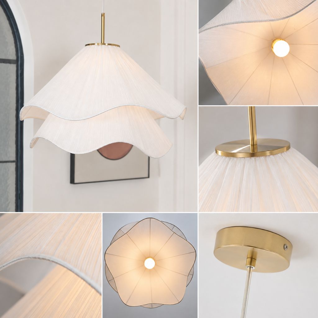 White Fabric Flower LED Pendant Light - Tegulane Global