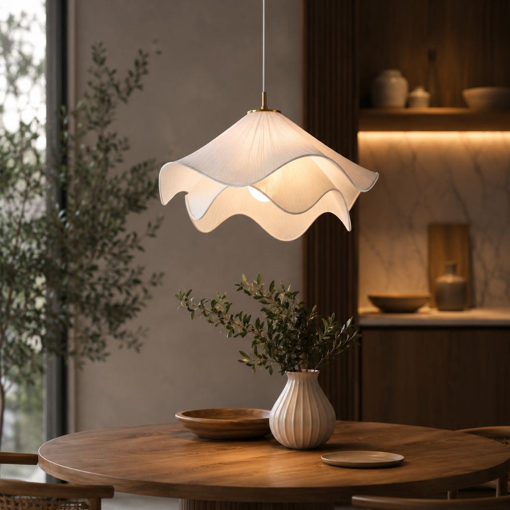 White Fabric Flower LED Pendant Light - Tegulane Global