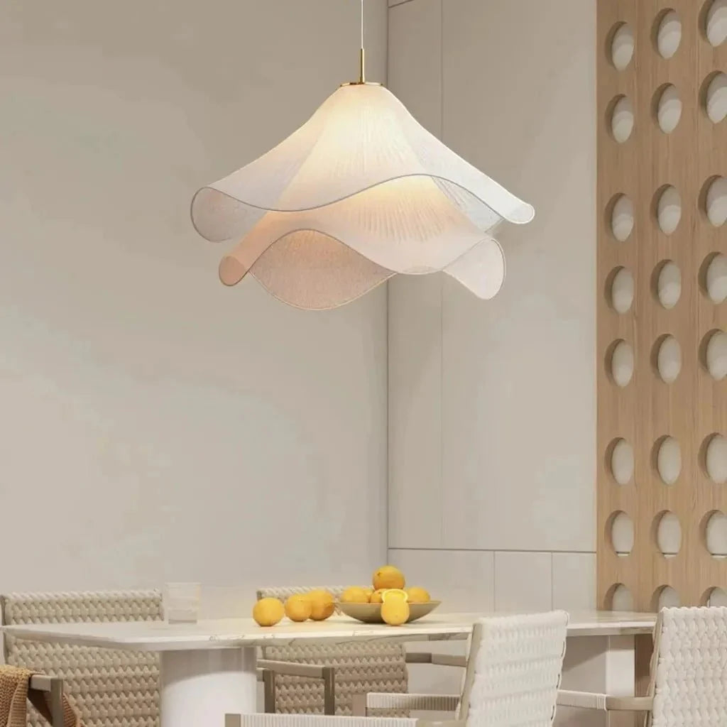 White Fabric Flower LED Pendant Light - Tegulane Global