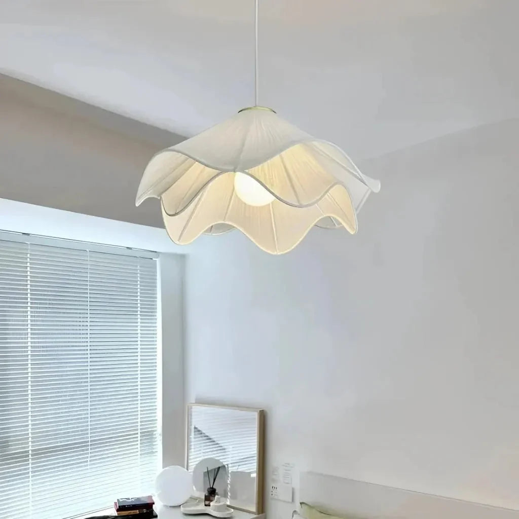 White Fabric Flower LED Pendant Light - Tegulane Global