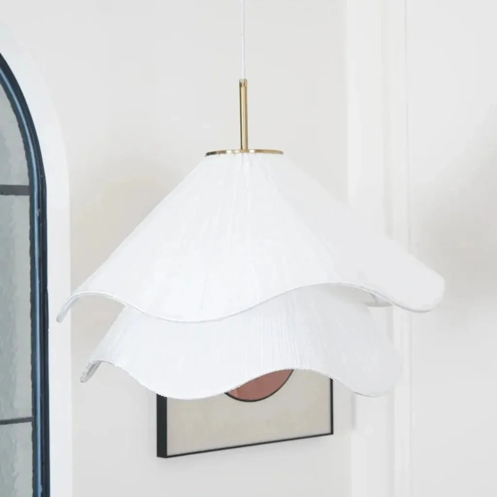 White Fabric Flower LED Pendant Light - Tegulane Global