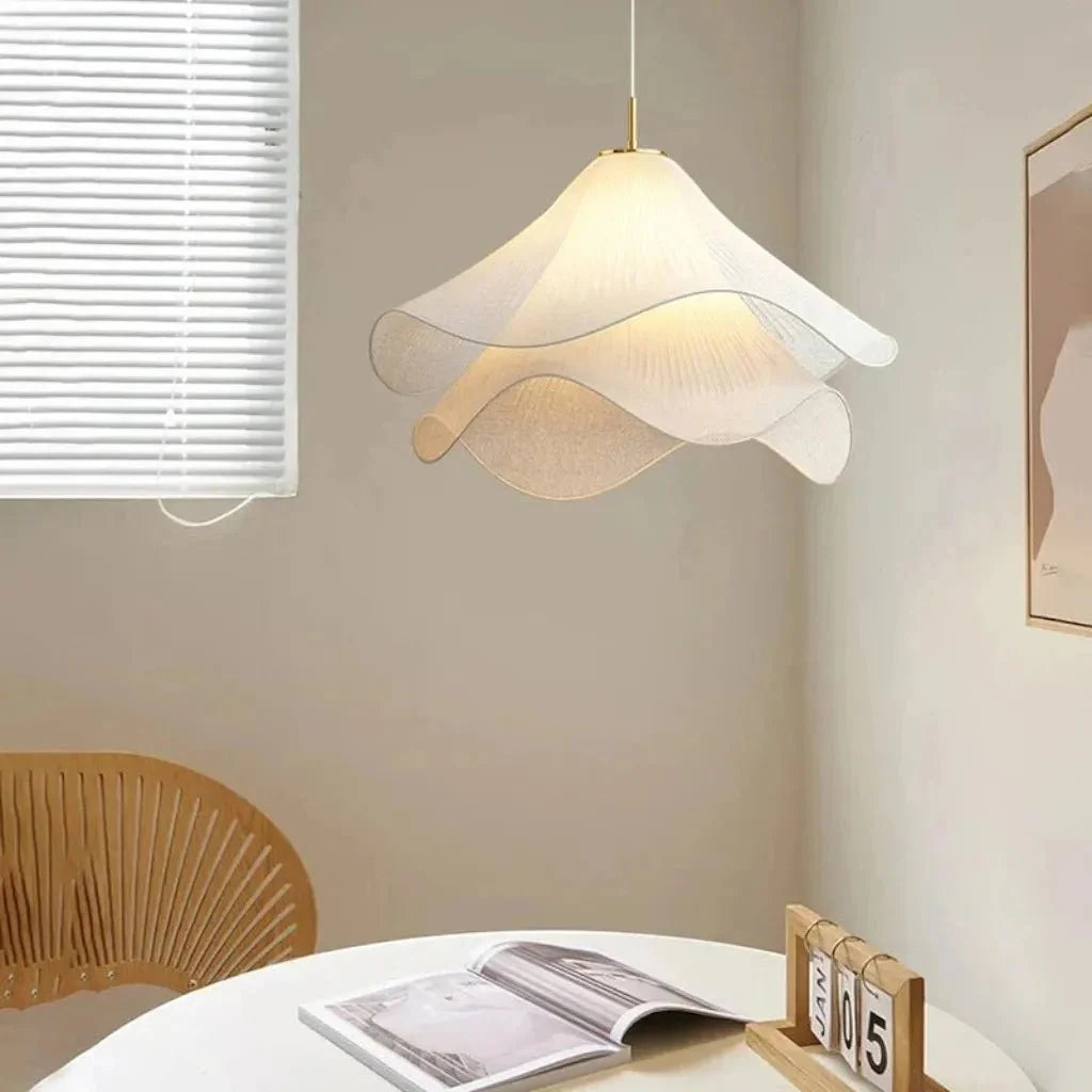 White Fabric Flower LED Pendant Light - Tegulane Global