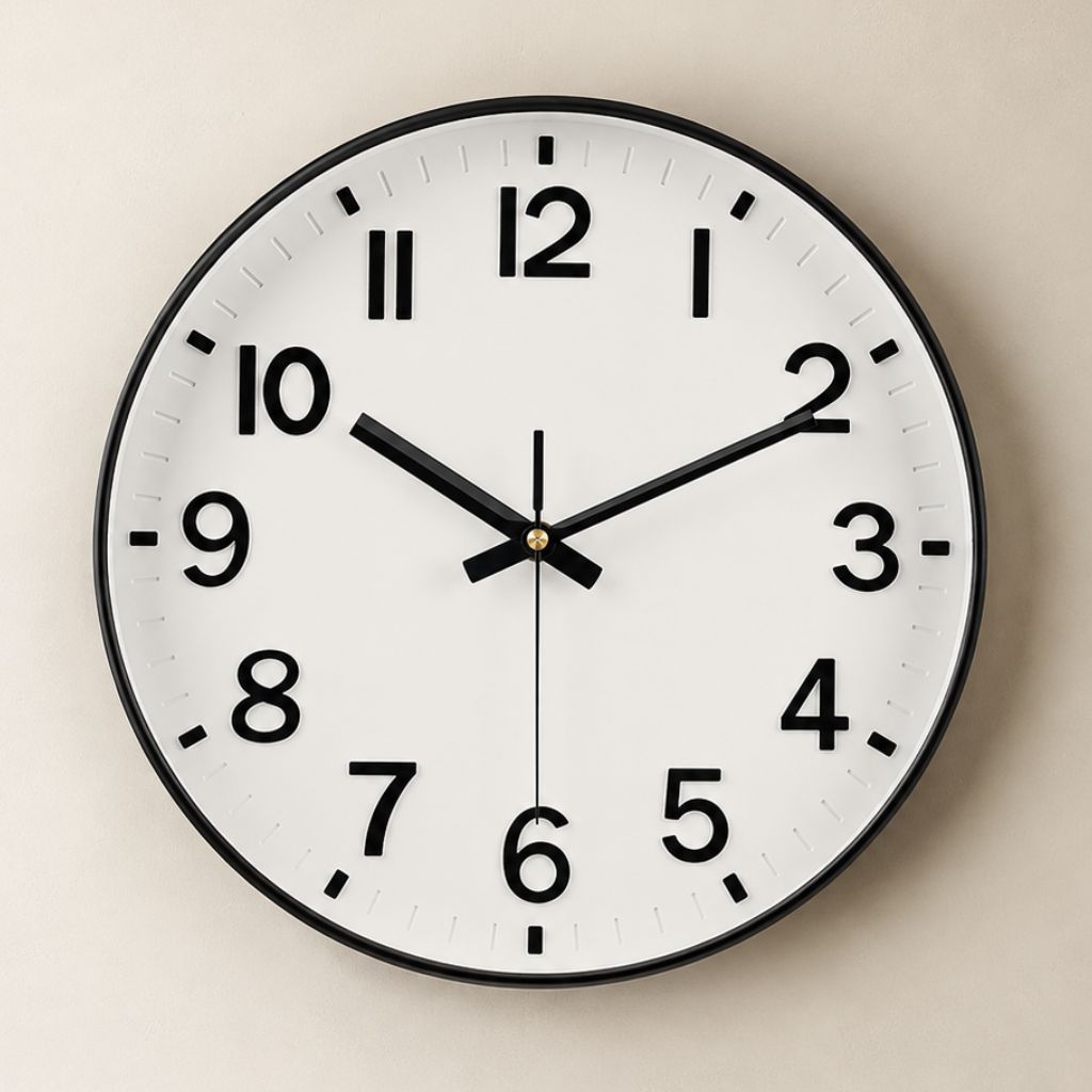 Minimalist White Nordic Wall Clock - Large 3D Arabic Numerals - Tegulane Global