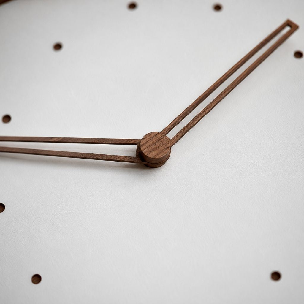White Square Wall Clock with Walnut Hands - Tegulane Global