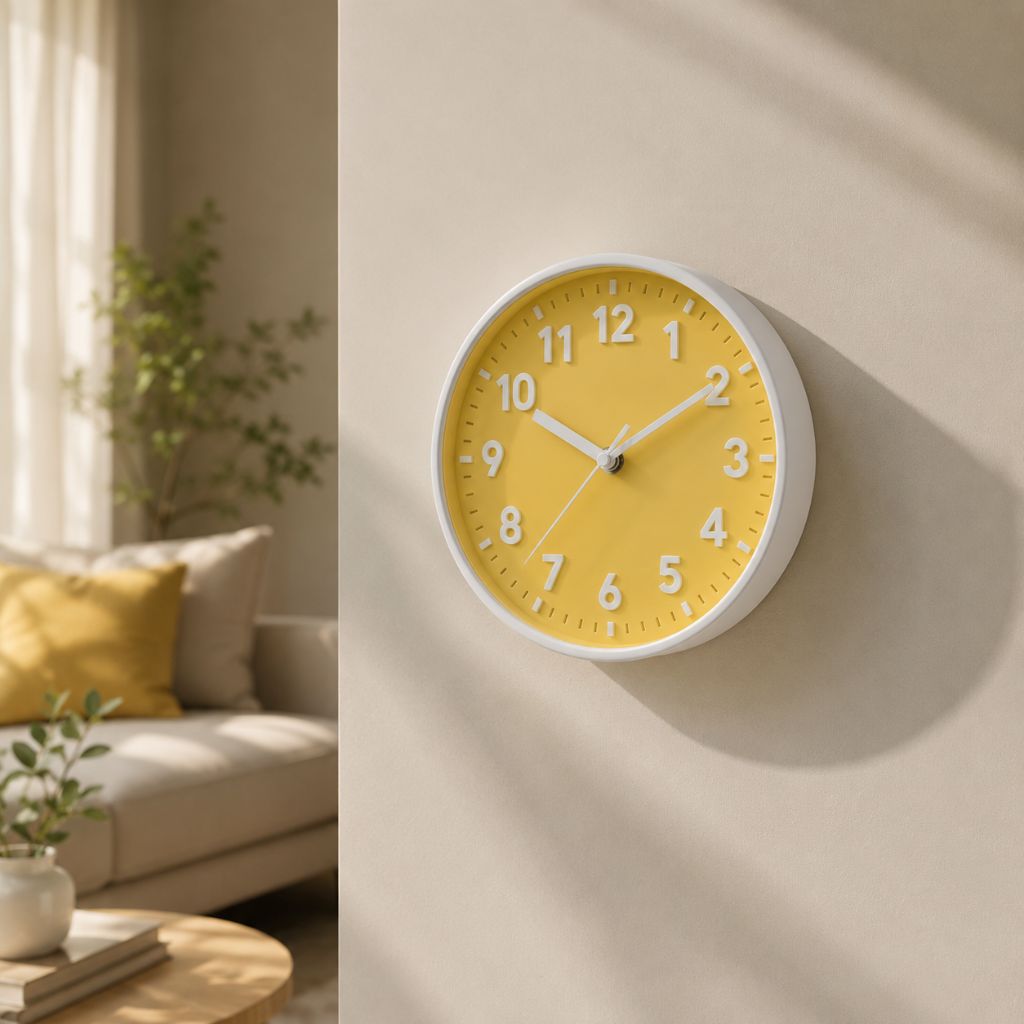 Yellow Silent Wall Clock 8 Inch Candy Colour Modern Analogue - Tegulane Global