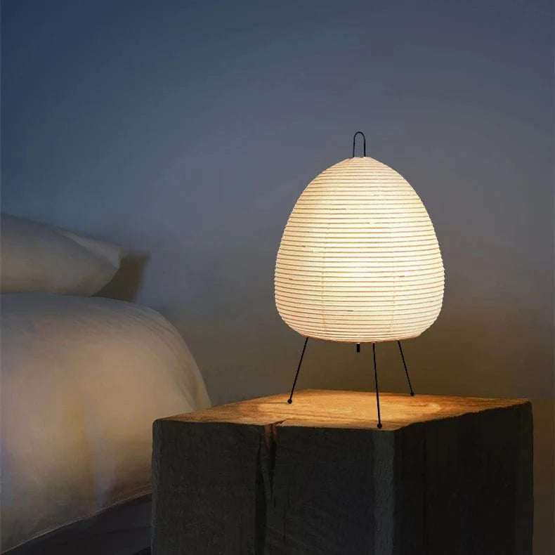 ZenAura - Japanese Rice Paper Tripod Lamp - Tegulane Global