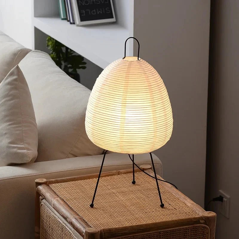 ZenAura - Japanese Rice Paper Tripod Lamp - Tegulane Global