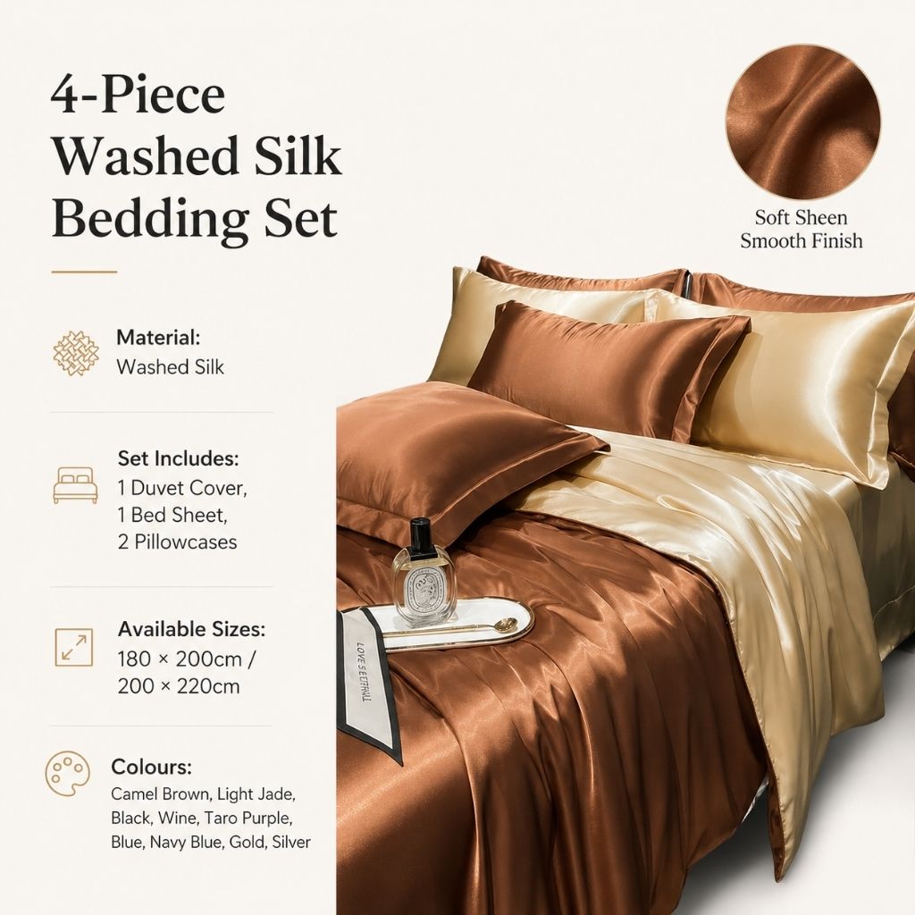 4-Piece Washed Silk Bedding Set