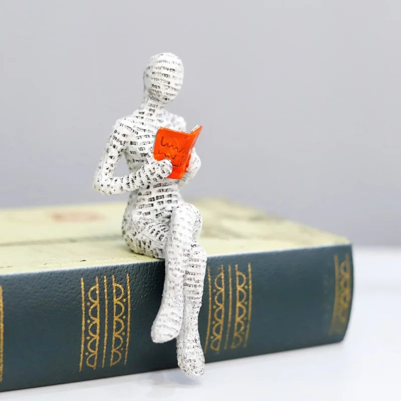 1Pc, Reading Paper Pulp Woman Thinker Statue Decoration, Creative Art Design Modern Home Office Bookshelf Tv Cabinet Accessories Desk Decoration Gifts - Tegulane Global