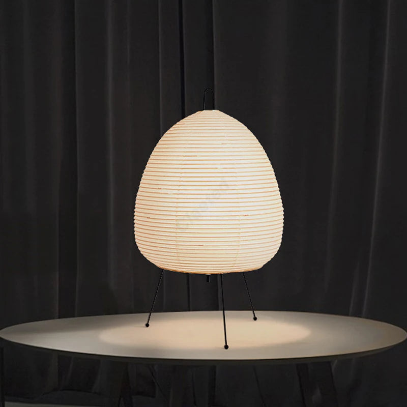 Japanese Design Paper Table Lamp Tripod Rice Paper Table Lamp Japanese Style Lantern Lamp Led Desk Lamp for Bedroom - Tegulane Global