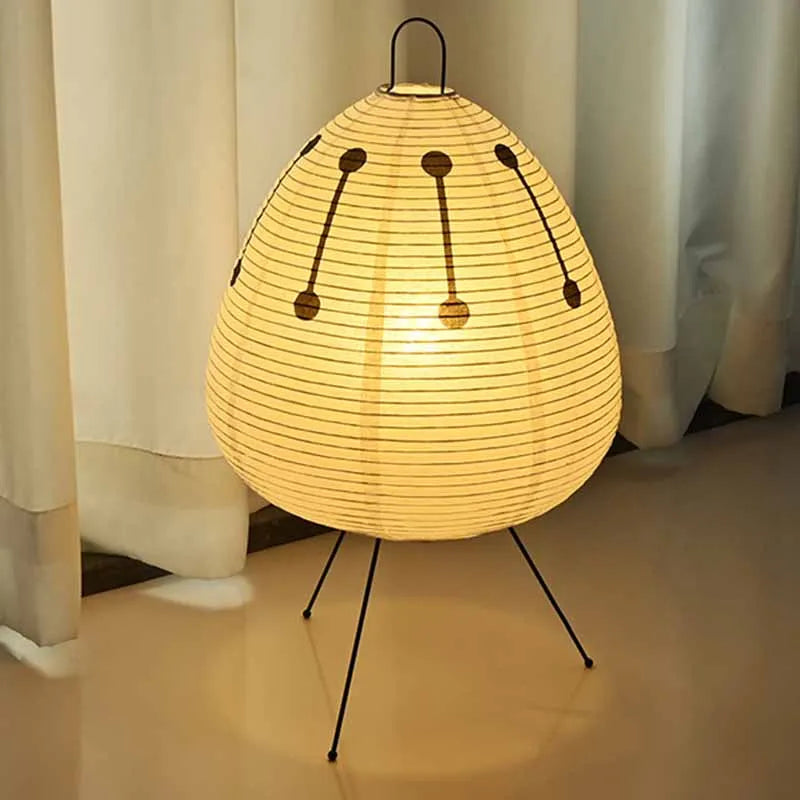 Japanese Design Paper Table Lamp Tripod Rice Paper Table Lamp Japanese Style Lantern Lamp Led Desk Lamp for Bedroom - Tegulane Global