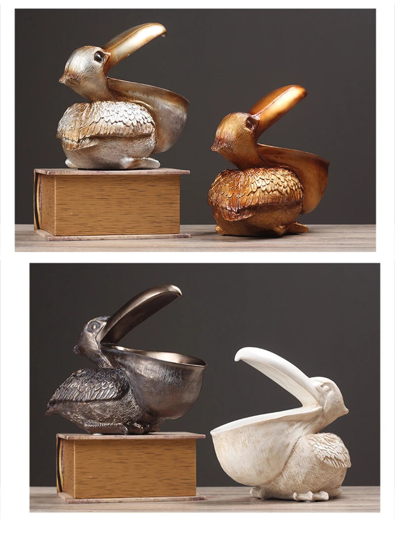 Pelican Bird Ornament Retro Resin Key Jewelry Storage Toucan Entrance Hall Living Room Tea Table Home Arts And Crafts Creative - Tegulane Global