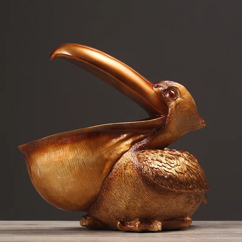 Pelican Bird Ornament Retro Resin Key Jewelry Storage Toucan Entrance Hall Living Room Tea Table Home Arts And Crafts Creative - Tegulane Global