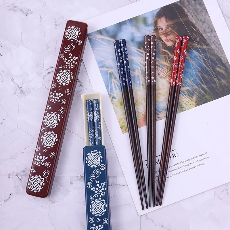 Japanese Chopsticks Natural Ironwood Handmade Value Gift Sushi Chinese Food Reusable Portable Travel Tableware with Box Set - Tegulane Global