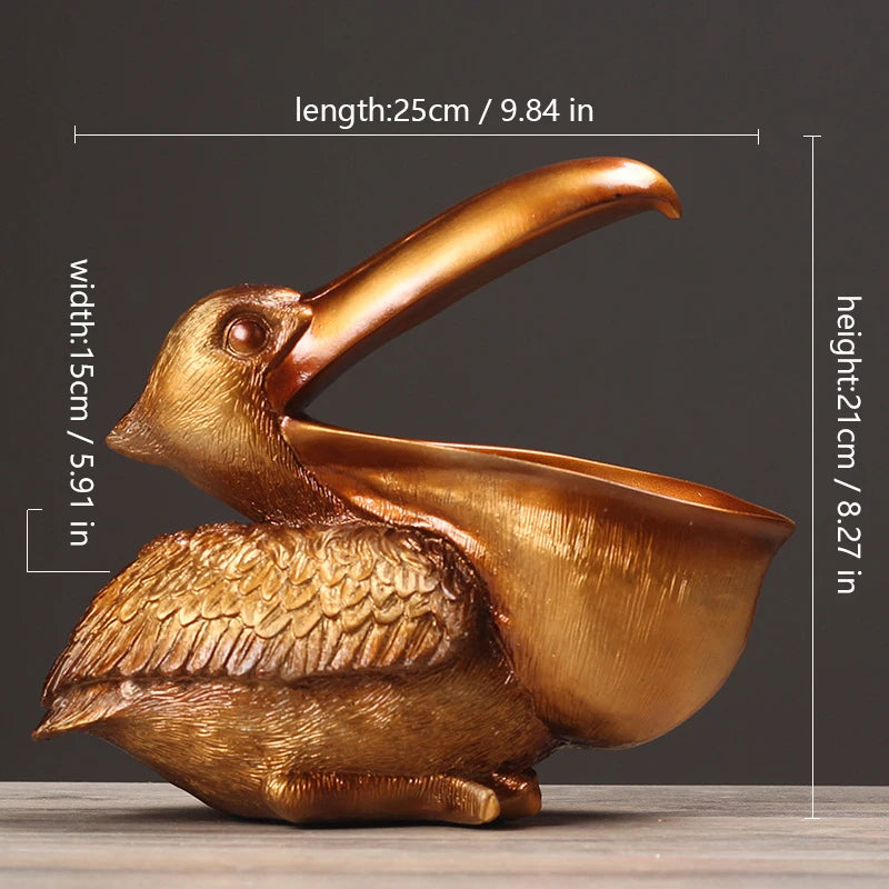 Pelican Bird Ornament Retro Resin Key Jewelry Storage Toucan Entrance Hall Living Room Tea Table Home Arts And Crafts Creative - Tegulane Global