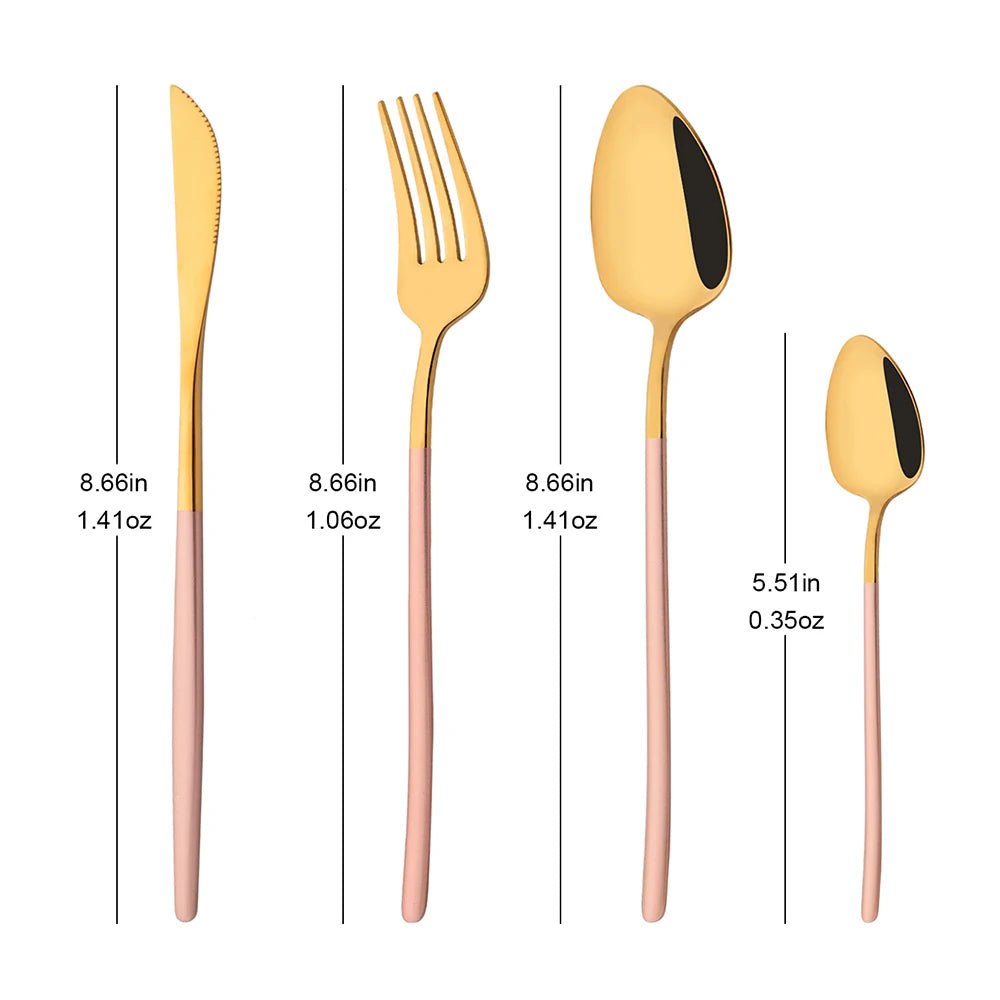 4Pcs Western Dinnerware Set Black 304 Stainless Steel Cutlery Kitchen Dinner Knife Fork Spoon Tableware Flatware Dishwasher Safe - Tegulane Global