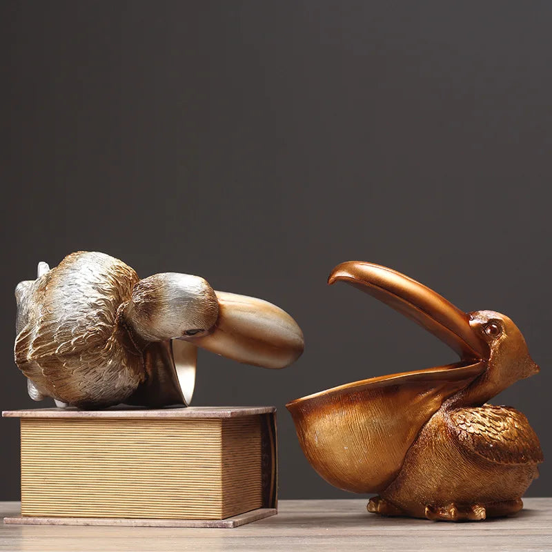 Pelican Bird Ornament Retro Resin Key Jewelry Storage Toucan Entrance Hall Living Room Tea Table Home Arts And Crafts Creative - Tegulane Global