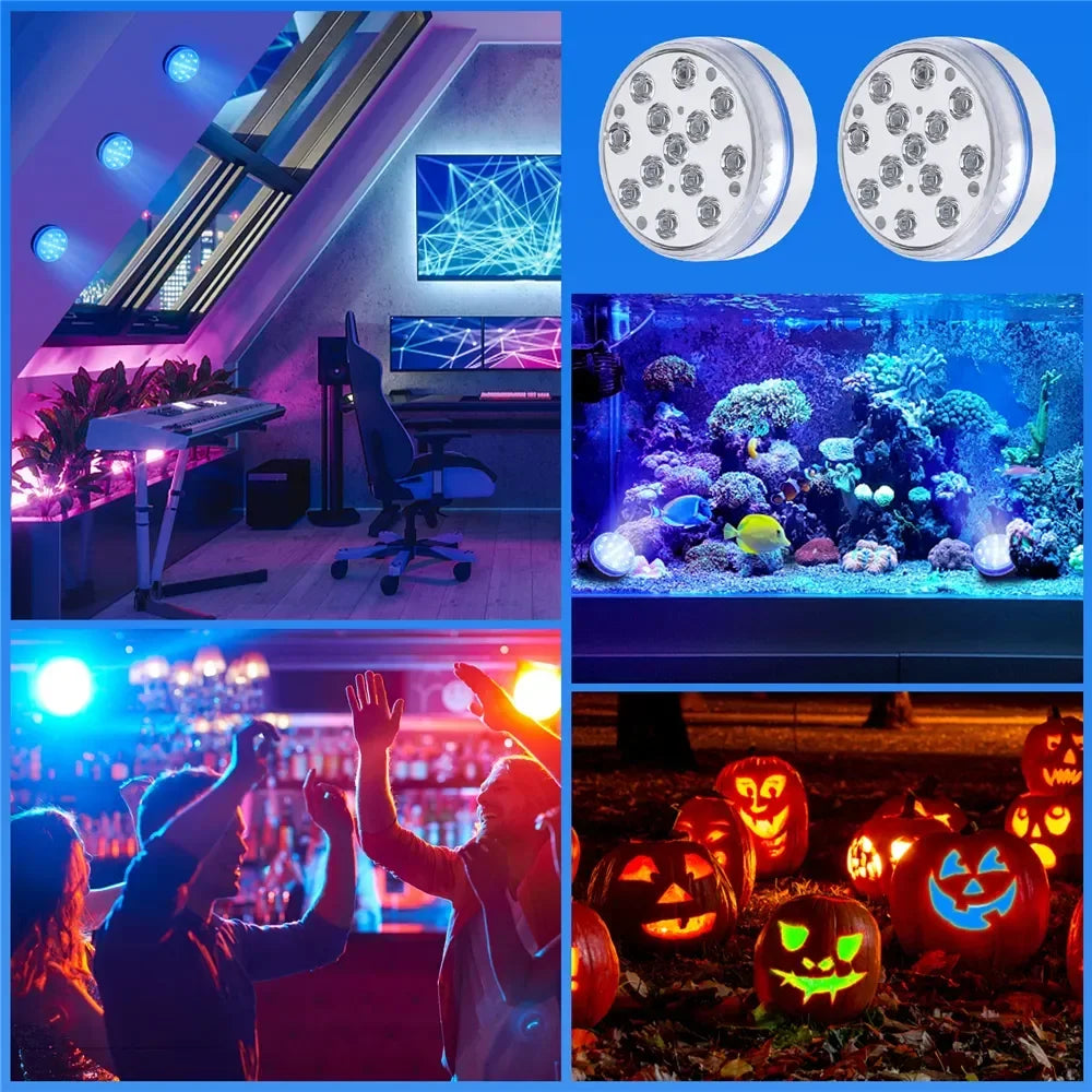 Updated Submersible 13LED Underwater Light with Remote Control Underwater Pool Light IP68 Bright Lamp RGB for Pond/Pool/Aquarium - Tegulane Global