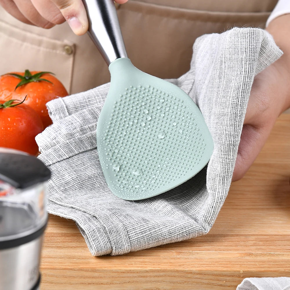 1/5Pcs Non-stick Silicone Spoon Cooking Spoon Anti-scalding Pot Rice High-temperature-resistant Spoon Durable Kitchen Gadgets - Tegulane Global