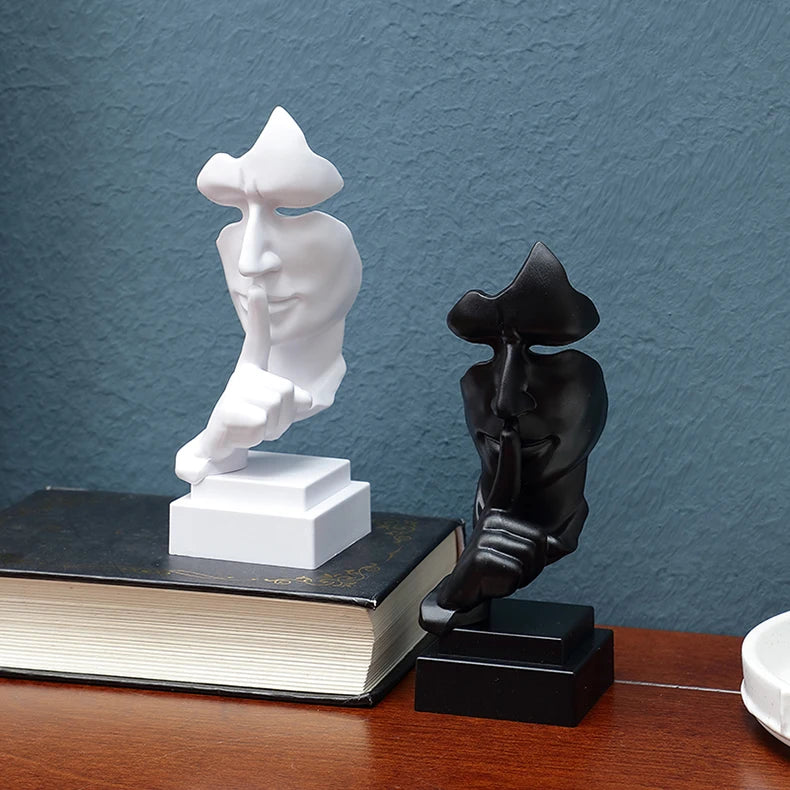 Mask Gesture Ornament, Finger Lip Sculpture, Secret-Keeping Home Decor, Office Desk Sculpture Gift, Living Room Decoration - Tegulane Global