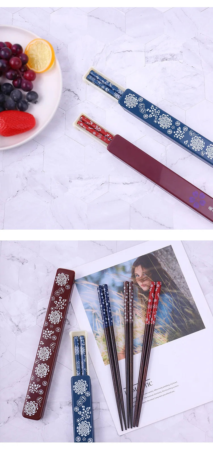 Japanese Chopsticks Natural Ironwood Handmade Value Gift Sushi Chinese Food Reusable Portable Travel Tableware with Box Set - Tegulane Global
