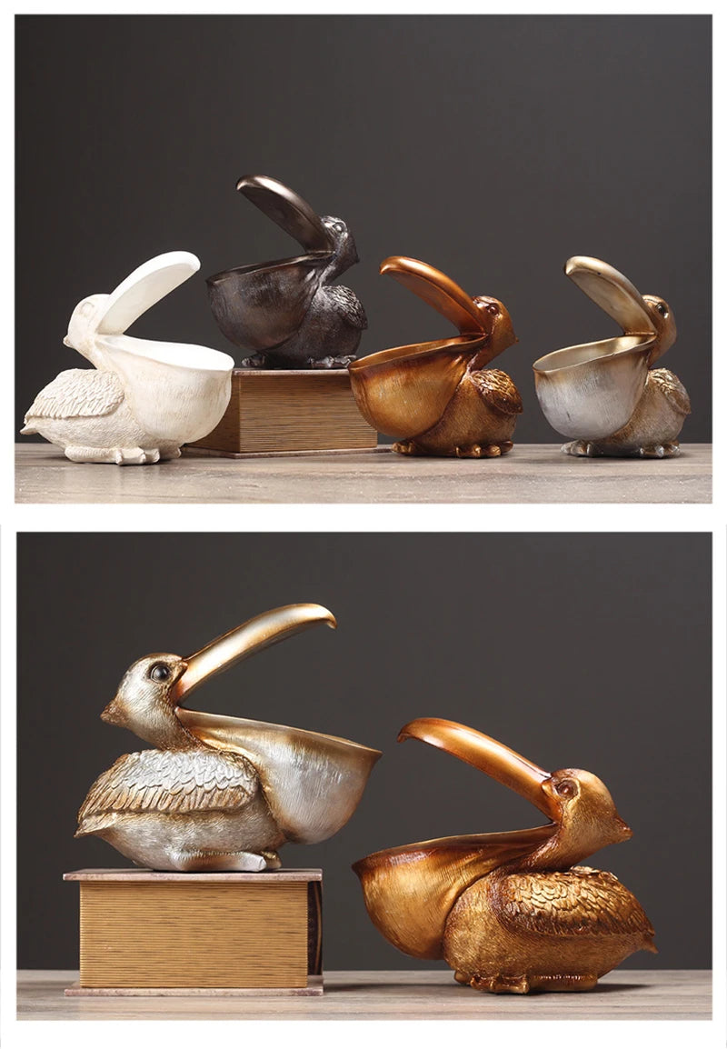 Pelican Bird Ornament Retro Resin Key Jewelry Storage Toucan Entrance Hall Living Room Tea Table Home Arts And Crafts Creative - Tegulane Global