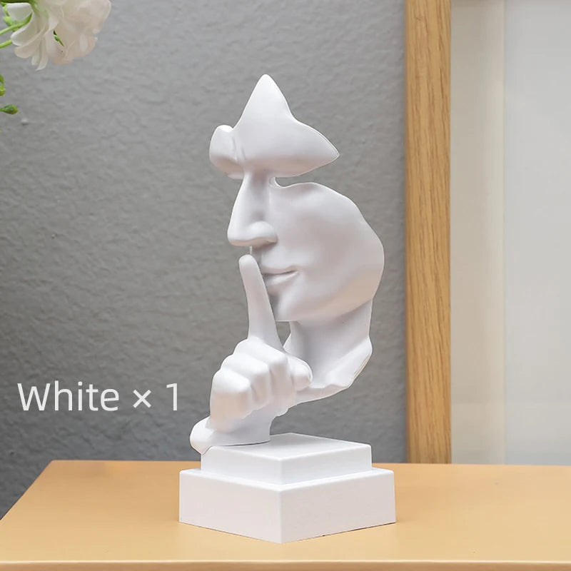 Mask Gesture Ornament, Finger Lip Sculpture, Secret-Keeping Home Decor, Office Desk Sculpture Gift, Living Room Decoration - Tegulane Global