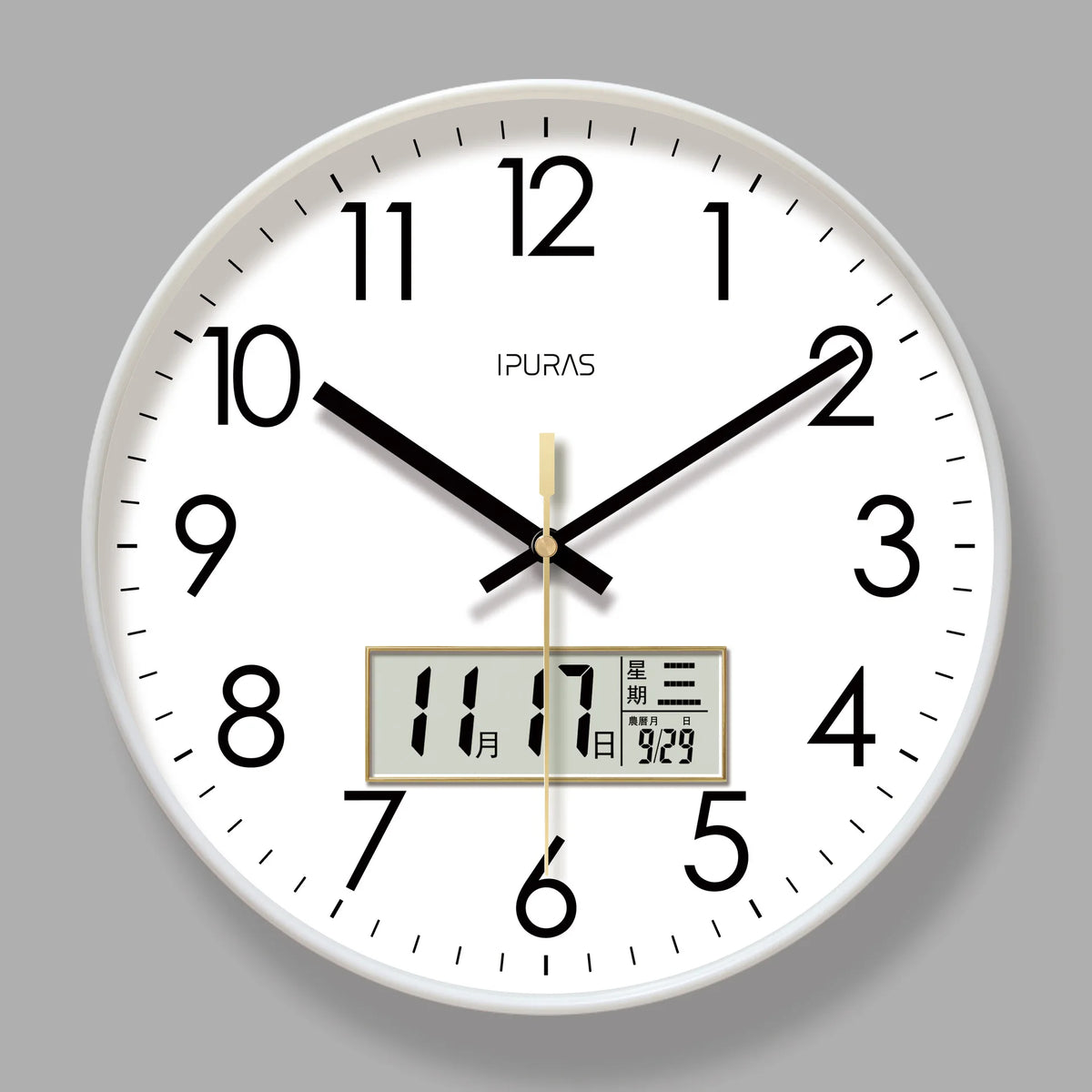 2026 New 10/12/14-inch Temperature and Humidity Electronic Calendar Multi-functional Wall Clock Dual Display Mute Quartz Clocks - Tegulane Global