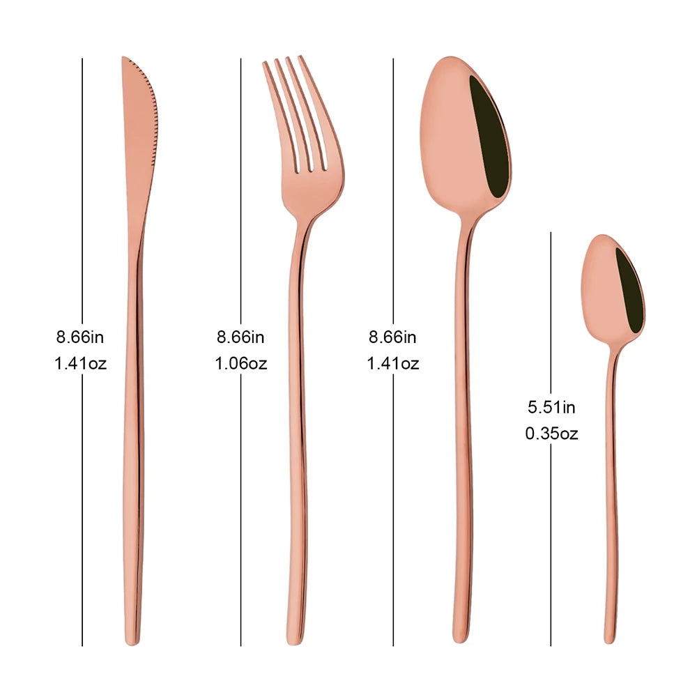 4Pcs Western Dinnerware Set Black 304 Stainless Steel Cutlery Kitchen Dinner Knife Fork Spoon Tableware Flatware Dishwasher Safe - Tegulane Global