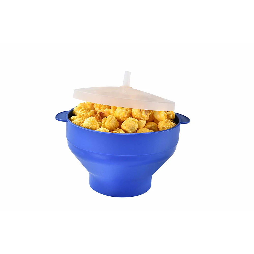 1/3Pcs Microwave Popcorn Bowl Bucket Silicone DIY Red Popcorn Maker with Lid Chips Fruit Dish High Quality Kitchen Easy Tools - Tegulane Global