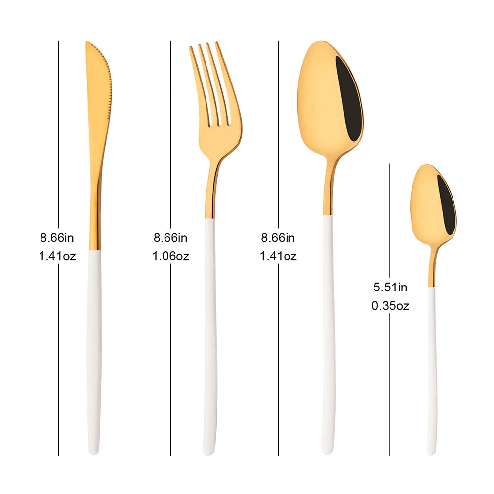4Pcs Western Dinnerware Set Black 304 Stainless Steel Cutlery Kitchen Dinner Knife Fork Spoon Tableware Flatware Dishwasher Safe - Tegulane Global