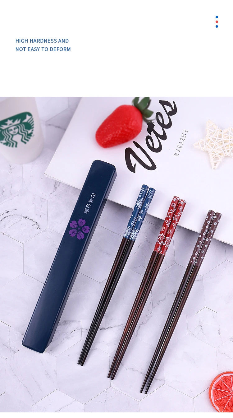 Japanese Chopsticks Natural Ironwood Handmade Value Gift Sushi Chinese Food Reusable Portable Travel Tableware with Box Set - Tegulane Global