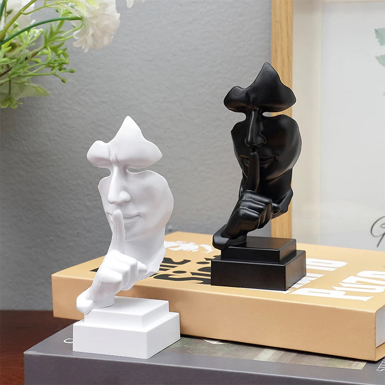 Mask Gesture Ornament, Finger Lip Sculpture, Secret-Keeping Home Decor, Office Desk Sculpture Gift, Living Room Decoration - Tegulane Global