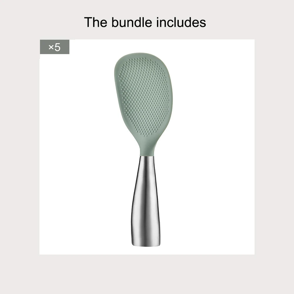 1/5Pcs Non-stick Silicone Spoon Cooking Spoon Anti-scalding Pot Rice High-temperature-resistant Spoon Durable Kitchen Gadgets - Tegulane Global