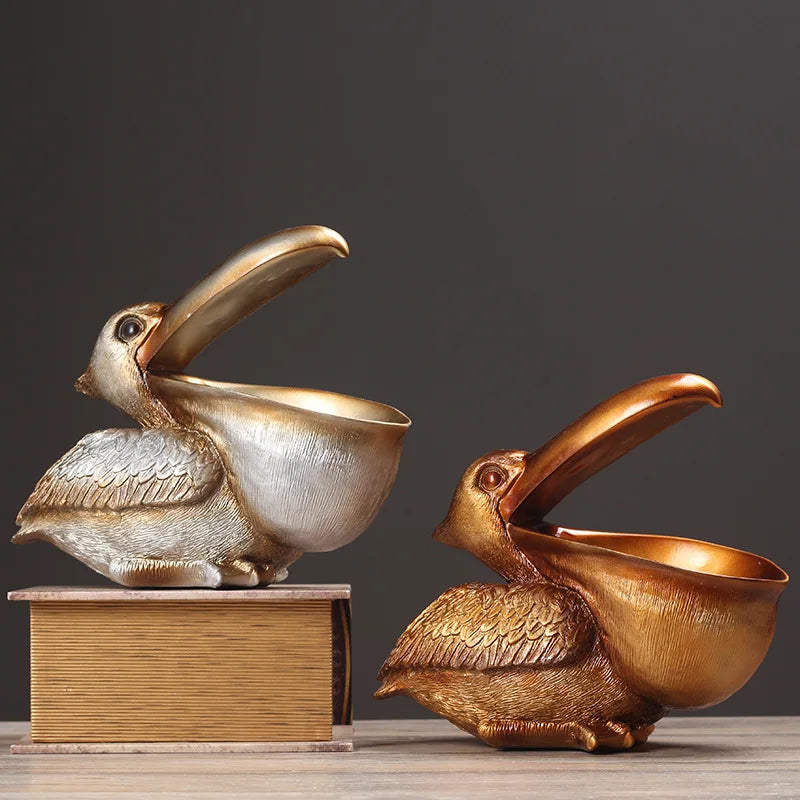 Pelican Bird Ornament Retro Resin Key Jewelry Storage Toucan Entrance Hall Living Room Tea Table Home Arts And Crafts Creative - Tegulane Global