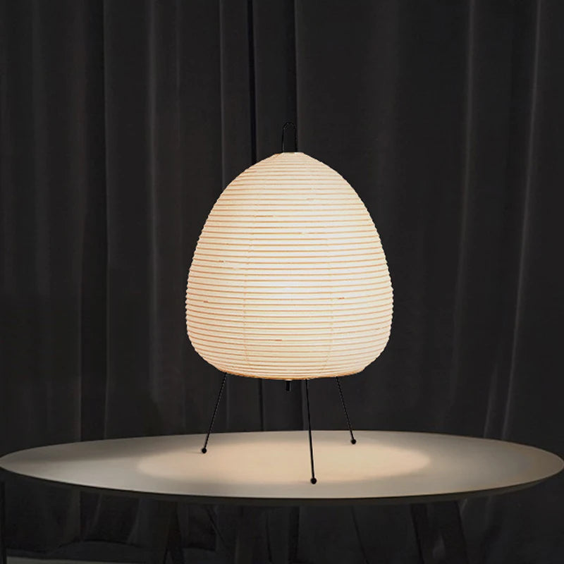Japanese Design Paper Table Lamp Tripod Rice Paper Table Lamp Japanese Style Lantern Lamp Led Desk Lamp for Bedroom - Tegulane Global