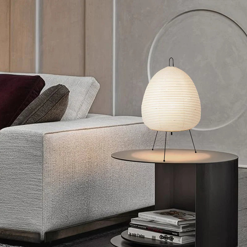 Japanese Design Paper Table Lamp Tripod Rice Paper Table Lamp Japanese Style Lantern Lamp Led Desk Lamp for Bedroom - Tegulane Global