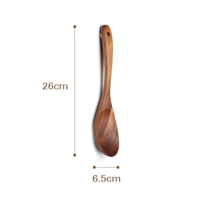 2Pcs Wooden Salad Servers Spoon Fork Set Salad Spoon and Fork Kit Long Handle Serving Salad Scoop Tableware Kitchen Utensil - Tegulane Global