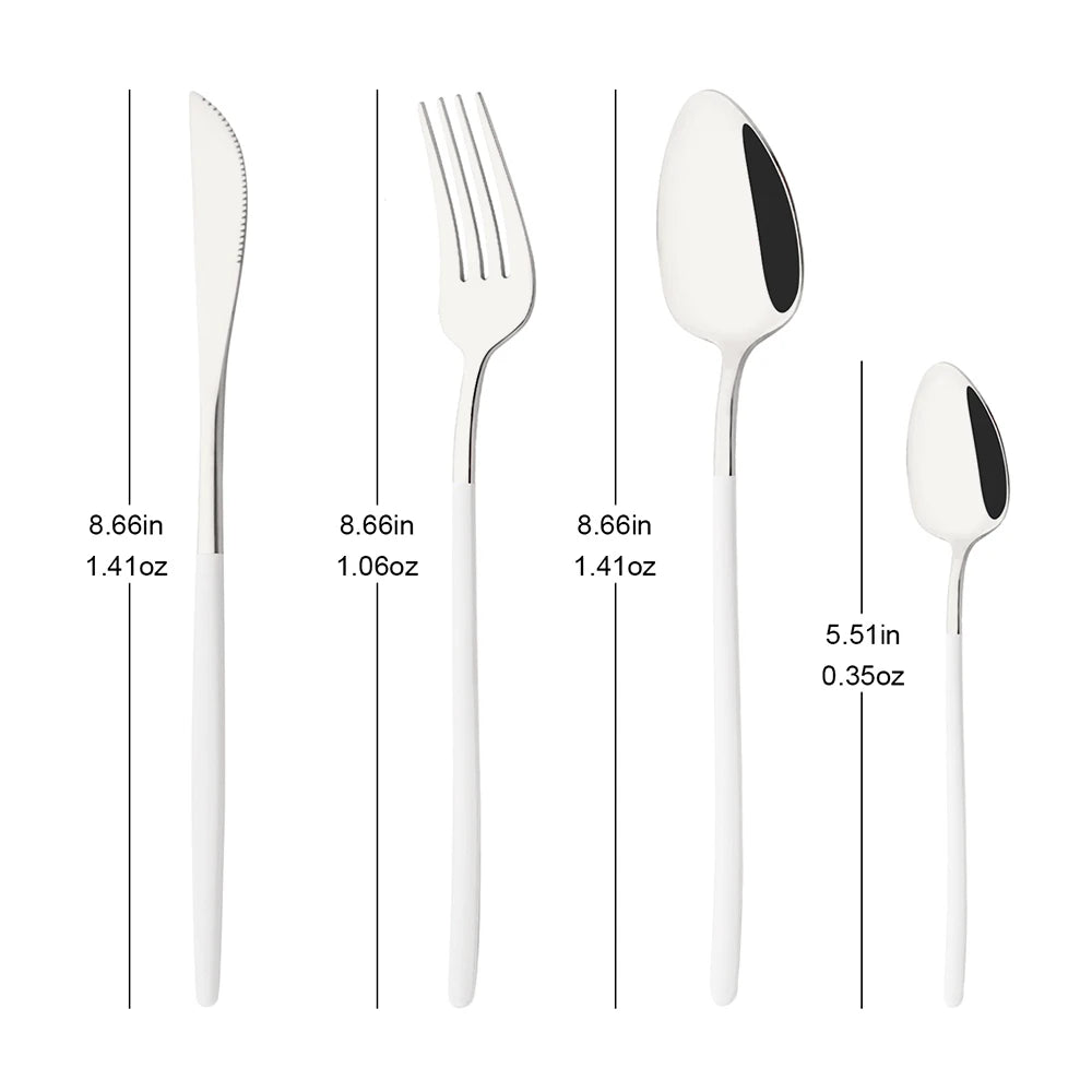 4Pcs Western Dinnerware Set Black 304 Stainless Steel Cutlery Kitchen Dinner Knife Fork Spoon Tableware Flatware Dishwasher Safe - Tegulane Global