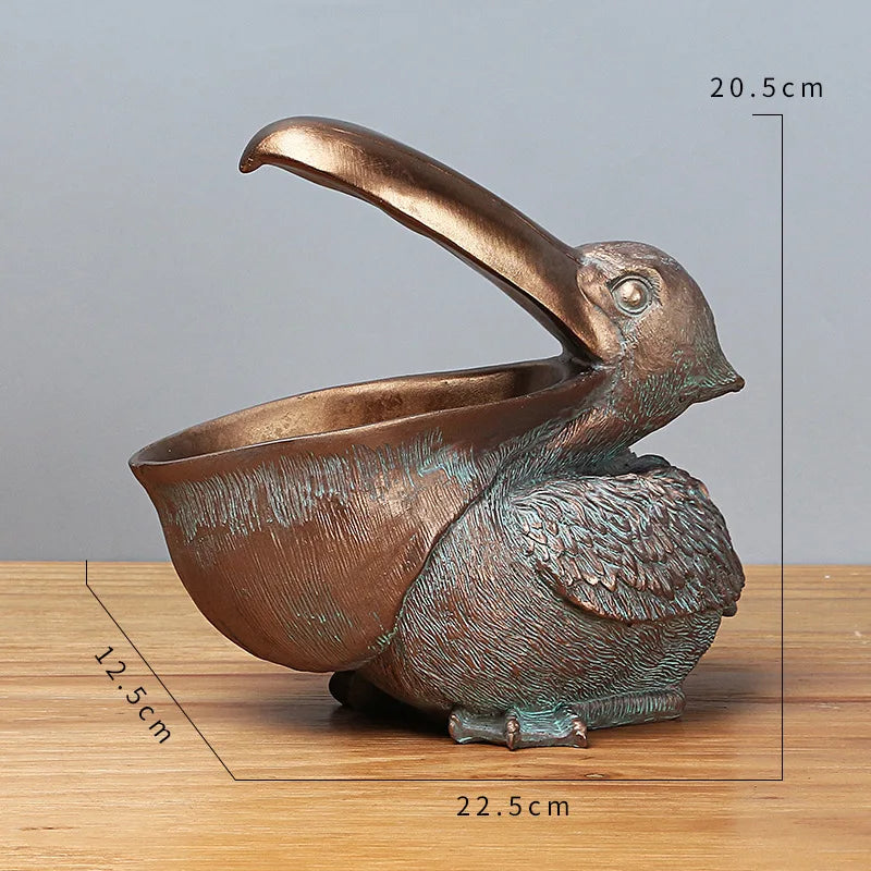 Pelican Bird Ornament Retro Resin Key Jewelry Storage Toucan Entrance Hall Living Room Tea Table Home Arts And Crafts Creative - Tegulane Global