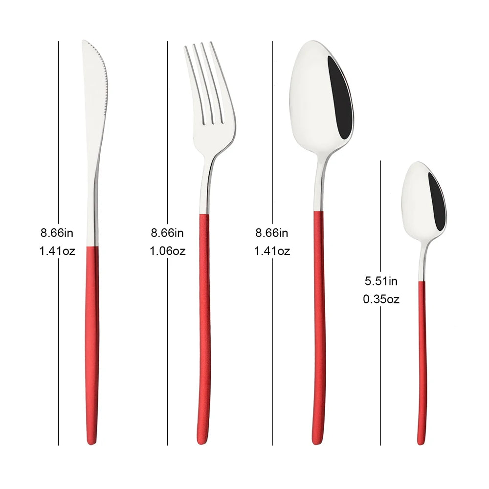 4Pcs Western Dinnerware Set Black 304 Stainless Steel Cutlery Kitchen Dinner Knife Fork Spoon Tableware Flatware Dishwasher Safe - Tegulane Global