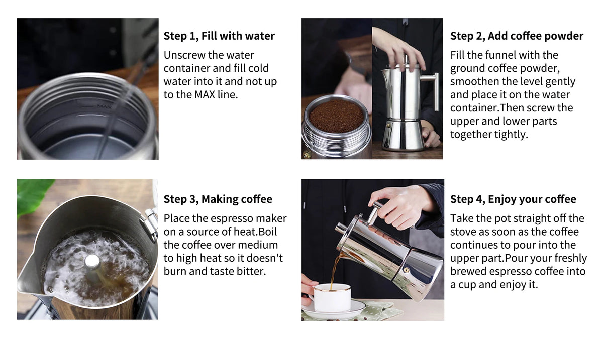 Easyworkz Diego Stovetop Espresso Maker Stainless Steel Italian Coffee Machine Maker Induction Moka Pot - Tegulane Global