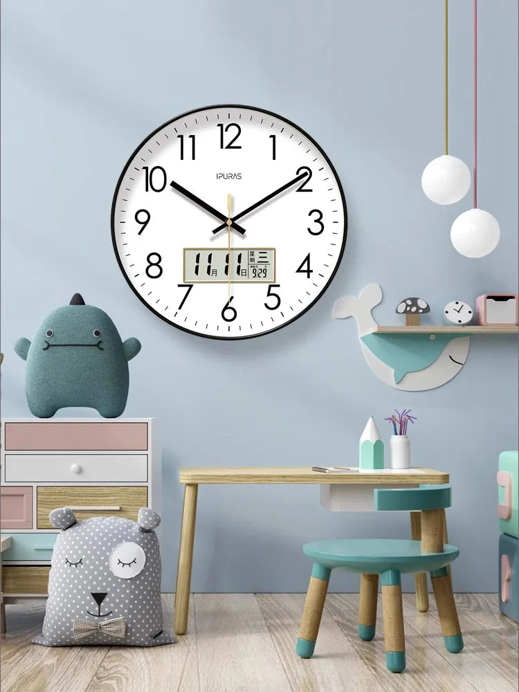 2026 New 10/12/14-inch Temperature and Humidity Electronic Calendar Multi-functional Wall Clock Dual Display Mute Quartz Clocks - Tegulane Global