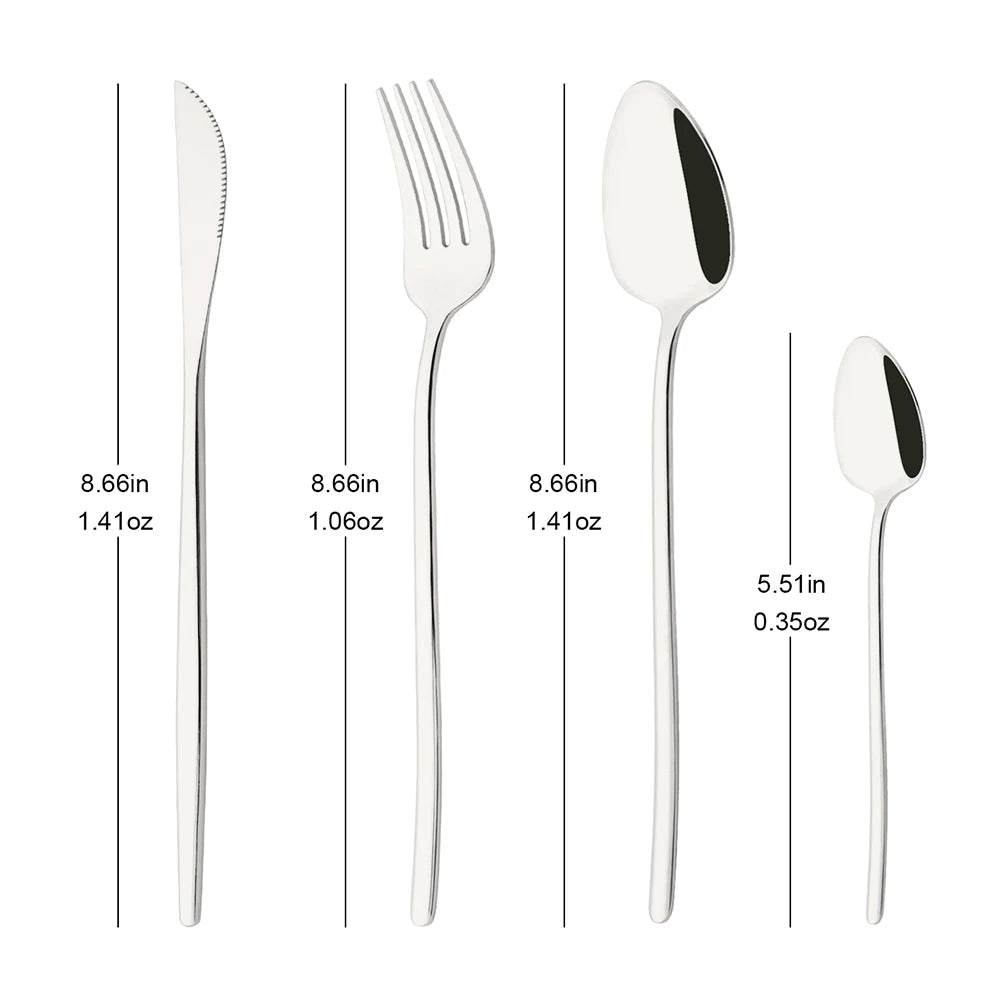 4Pcs Western Dinnerware Set Black 304 Stainless Steel Cutlery Kitchen Dinner Knife Fork Spoon Tableware Flatware Dishwasher Safe - Tegulane Global