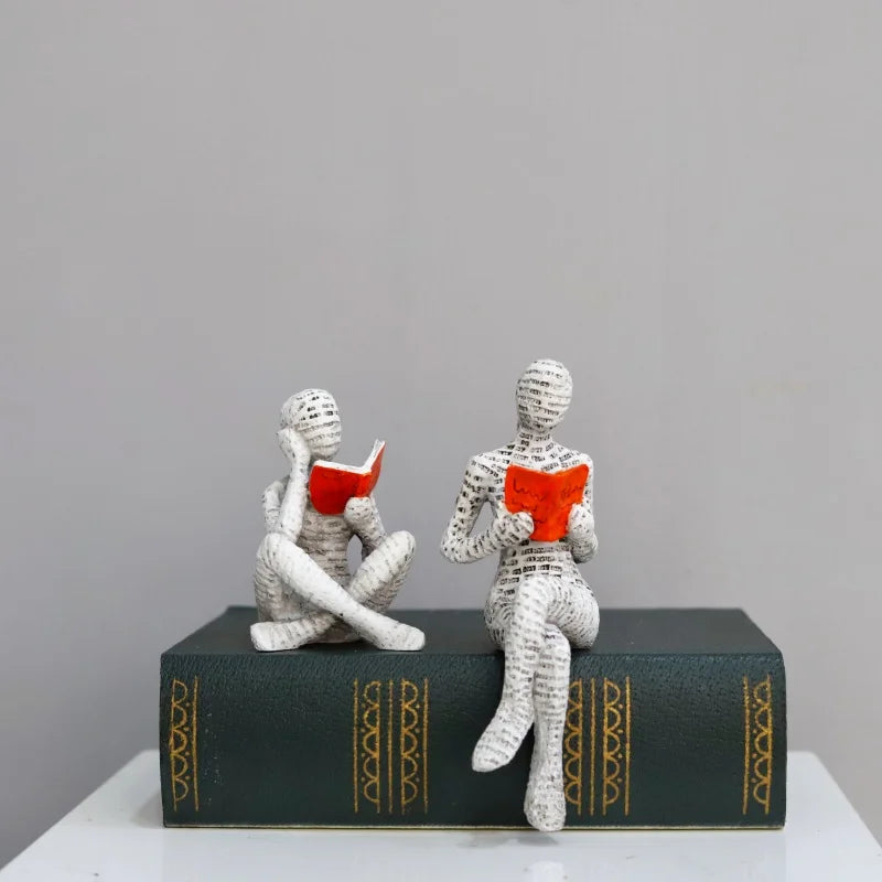 1Pc, Reading Paper Pulp Woman Thinker Statue Decoration, Creative Art Design Modern Home Office Bookshelf Tv Cabinet Accessories Desk Decoration Gifts - Tegulane Global
