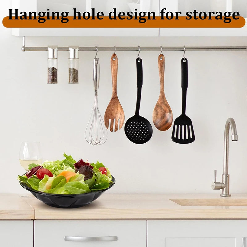 2Pcs Wooden Salad Servers Spoon Fork Set Salad Spoon and Fork Kit Long Handle Serving Salad Scoop Tableware Kitchen Utensil - Tegulane Global