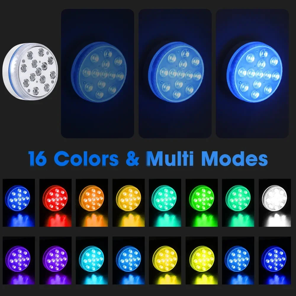 Updated Submersible 13LED Underwater Light with Remote Control Underwater Pool Light IP68 Bright Lamp RGB for Pond/Pool/Aquarium - Tegulane Global