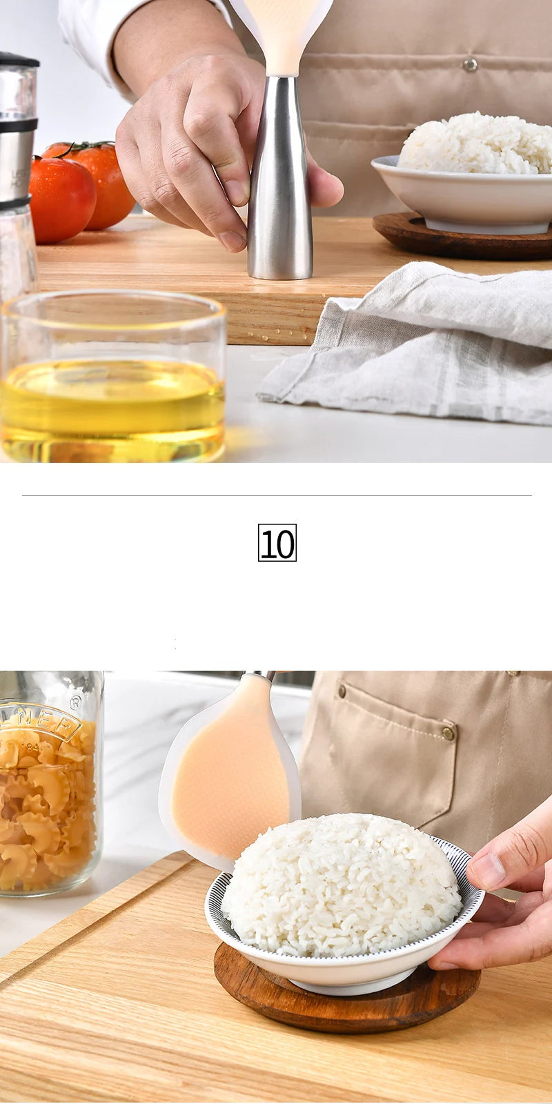 1/5Pcs Non-stick Silicone Spoon Cooking Spoon Anti-scalding Pot Rice High-temperature-resistant Spoon Durable Kitchen Gadgets - Tegulane Global