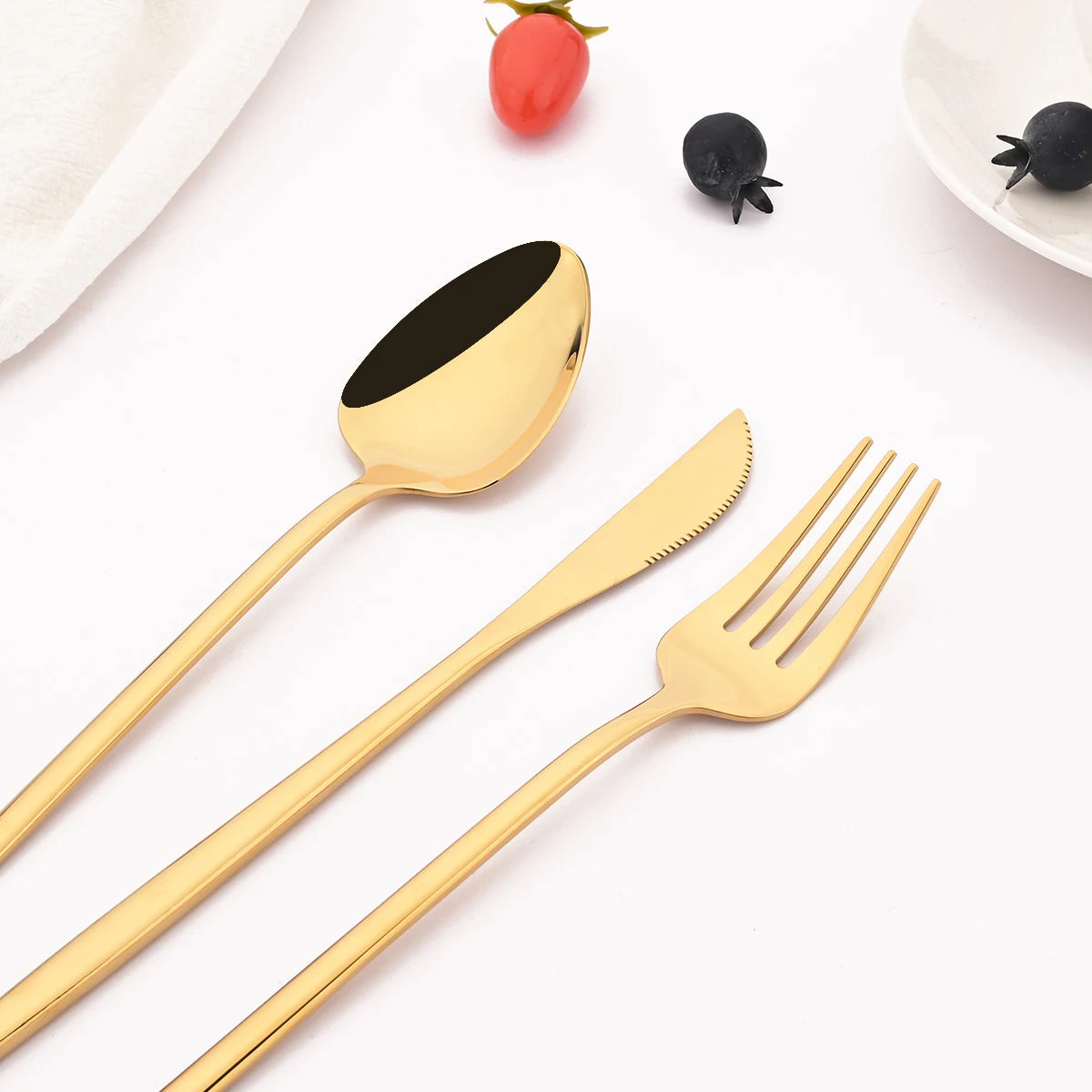 4Pcs Western Dinnerware Set Black 304 Stainless Steel Cutlery Kitchen Dinner Knife Fork Spoon Tableware Flatware Dishwasher Safe - Tegulane Global
